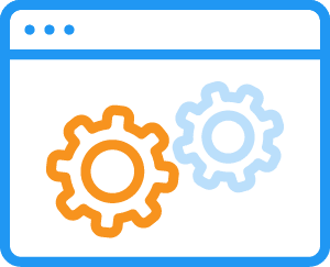 Icon of gears on a webpage (accounting & ERP)